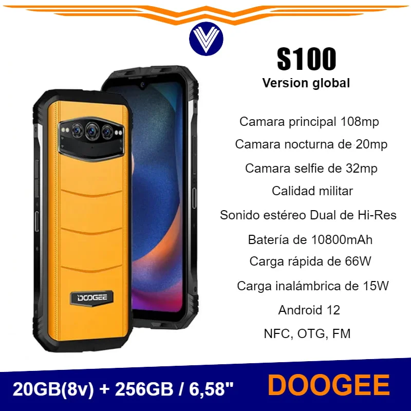 DOOGEE-telefono inteligente S100 con cámara de 108MP, celular resistente de 6,58 pulgadas, 12GB + 256GB, 120Hz, Helio G99, batería de 10800mAh, carga rápida de 66W, estreno mundial
